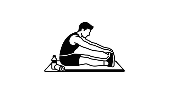 Person performing seated forward fold stretching on yoga mat.