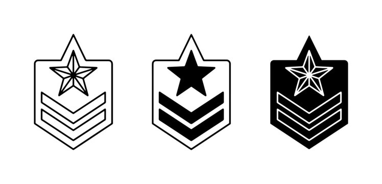 Military Rank Insignia Vector Icons, Star Chevron Badges, Rank Symbols, Army Stripes