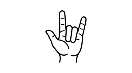 Obraz premium Rock on or love hand gesture linear icon.