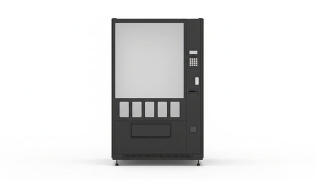Black vending machine mockup with blank front panel