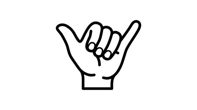 Shaka sign or call me hand gesture line icon.