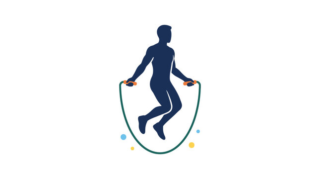 Silhouette of a man skipping rope exercise illustration.