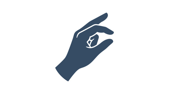 Silhouette of hand making OK gesture or pinch.