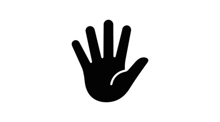 Fototapeta premium Solid black open palm five fingers hand icon.