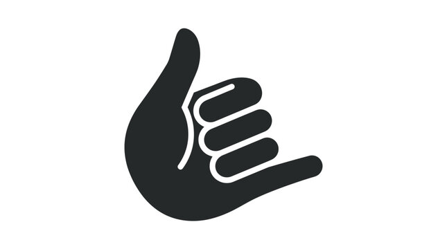 Solid black shaka or call me hand icon.