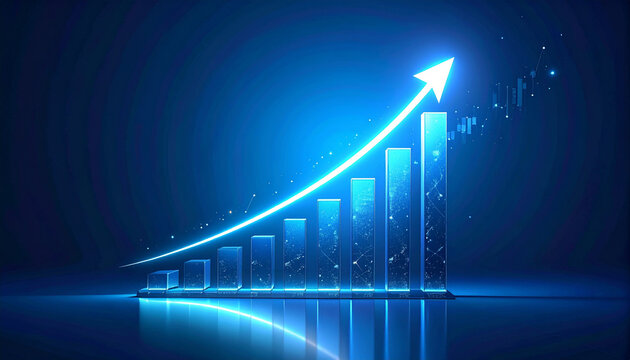 Blue Neon Growth Bar Chart