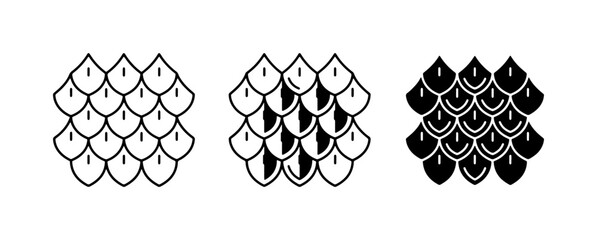 Scales Pattern Vector Icons, Reptile Skin Texture, Fish Scale Graphics, Black and White © Masud