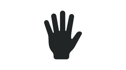 Obraz premium Solid blue-grey open hand palm five fingers silhouette icon.