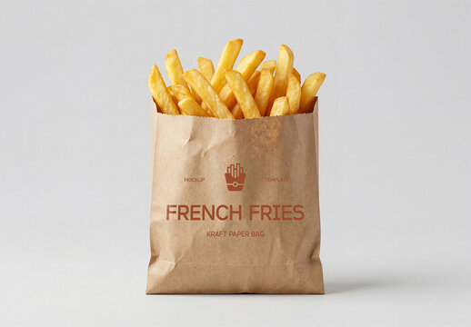 French Fries Kraft Paper Bag Mockup