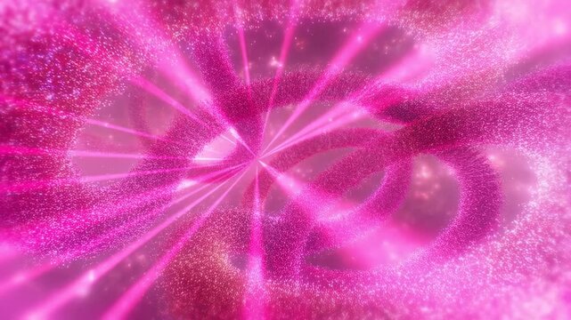 Bright pink light burst with sparkling particles in dynamic motion
