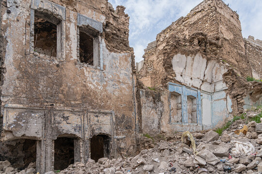 Heavy widespread destruction in the city, Mosul, Iraq
