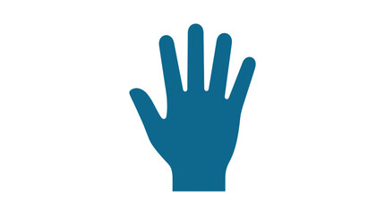Fototapeta premium Teal solid hand icon showing four fingers.