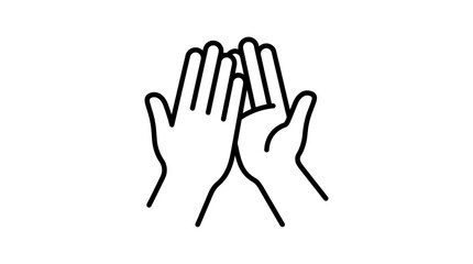 Obraz premium Two hands giving a high five line icon.