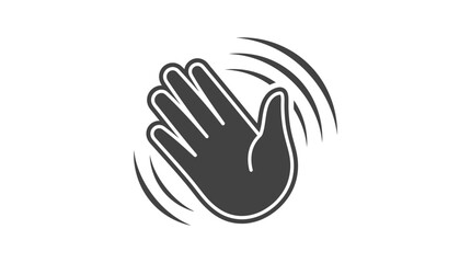 Waving hand gesture icon with motion lines for greeting. © Ahda