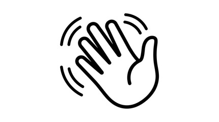 Waving hand hello or goodbye line icon. © Ahda