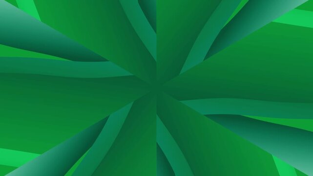 Vibrant green abstract illustration of layered shapes in motion