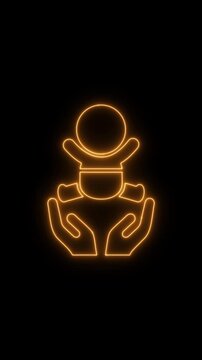 Baby care , toddler or infant care flat neon icon 4K video animation	