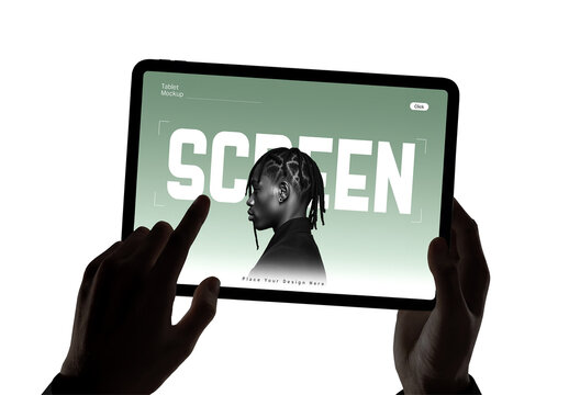 Hands Holding Tablet Screen Mockup