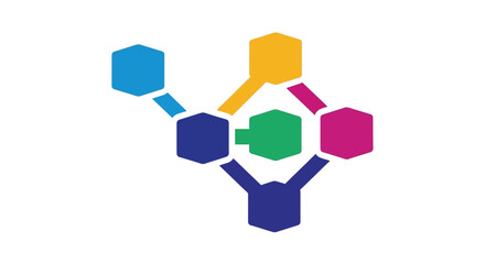 Obraz premium Colorful Hexagon Network Vector Illustration