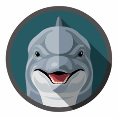Close-up illustration of a smiling dolphins face. © Rezza