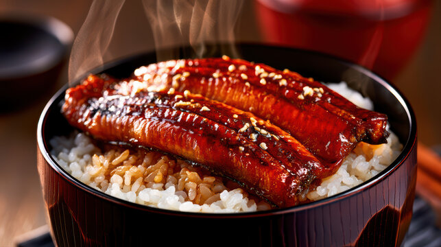 high fidelity japanese unagi don food photography