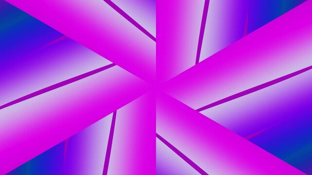Vibrant pink and purple geometric pattern radiates outward in abstract design