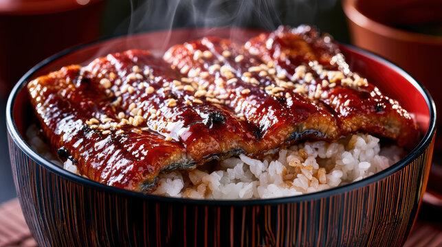 high fidelity japanese unagi don food photography
