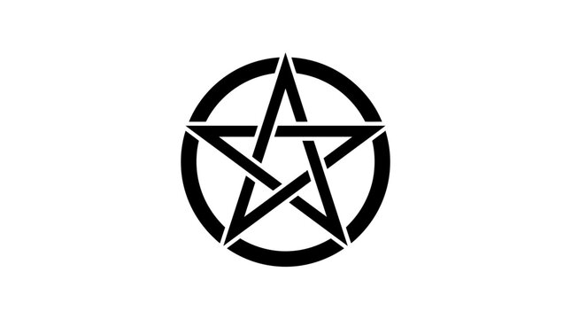 Black pentagram symbol on white.