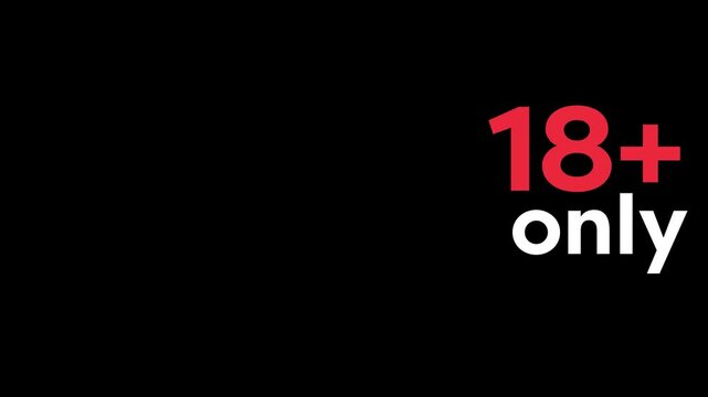 18+ only video restriction, 18 plus only sign icon animation age restriction adult content warning restricted