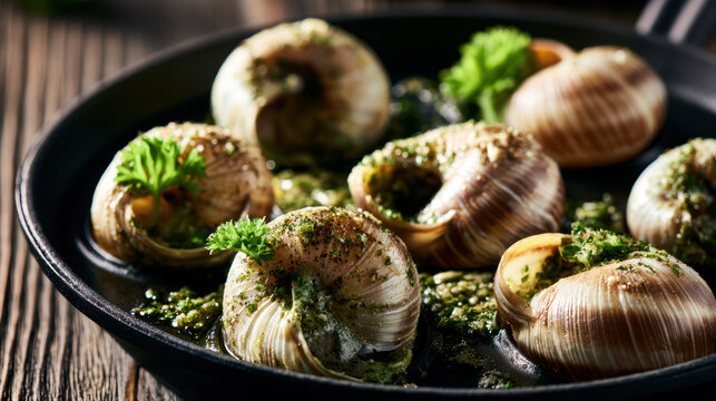 delicious baked french escargot with herb butter and garlic