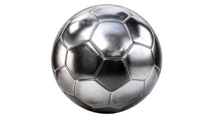 Naklejka premium Metallic soccer ball displayed against Transparent Background