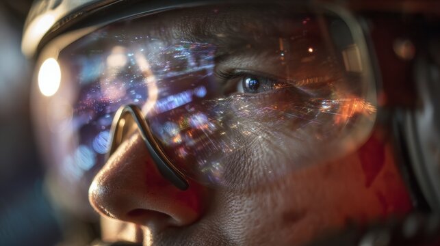 Virtual reality gaming experience gaming arena digital content futuristic environment close-up view technology innovation
