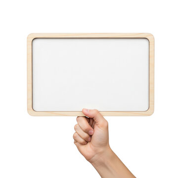 Hand holding empty speech bubble pointer graphic
