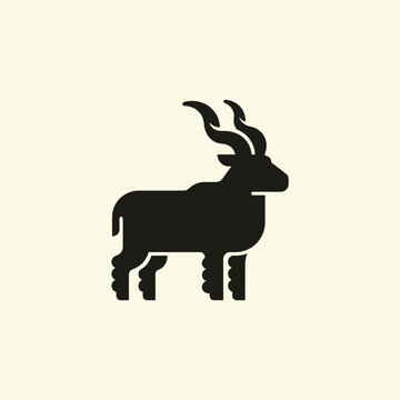 Black silhouette of an antelope standing 3.