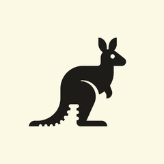 Black silhouette of a kangaroo standing 1. © hisam