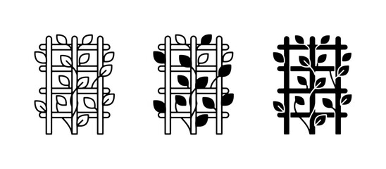 Trellis Plant Support Icons, Climbing Vine Garden Structures, Vector Graphics © Sabina