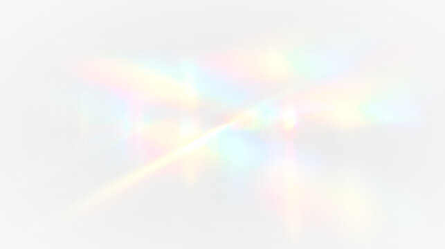 Magical prism crystal png with rainbow light refraction, glowing spectrum effect, caustic texture shine, transparent background and science abstract illustration concept.