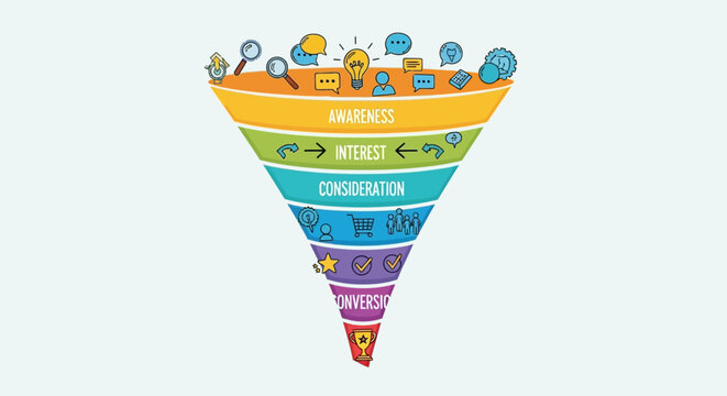 Customer Journey Funnel Vector Illustration