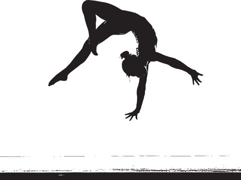 Silhouette of a gymnast performing a back handspring vector art