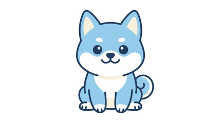 Adorable blue cartoon husky puppy sitting on white. © Sifaul