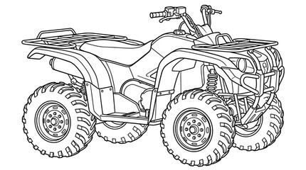 All-terrain vehicle quad bike line art illustration. © Sifaul