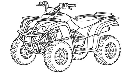 All-terrain vehicle quad bike line art illustration © Sifaul