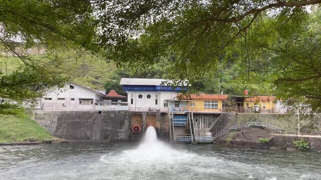video footage shows the strong flow of water for power generation