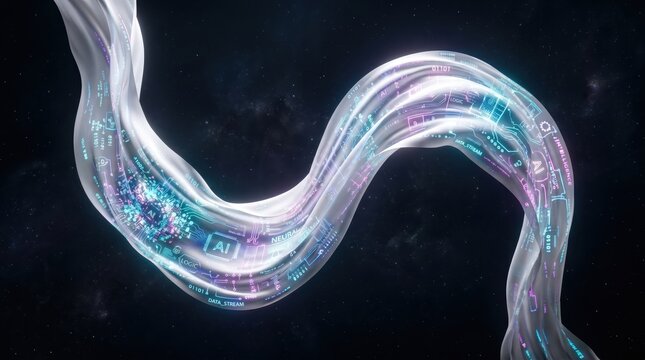 Abstract cognitive computing concept with glowing circuitry and ai elements in space