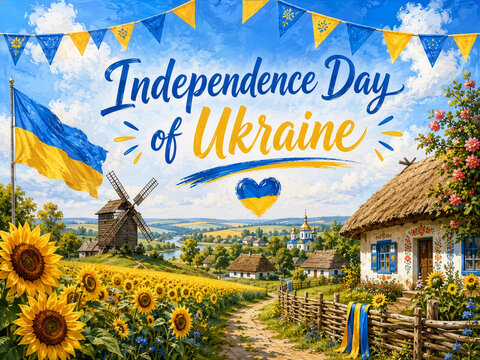Vibrant Independence Day of Ukraine Celebration Landscape Painting