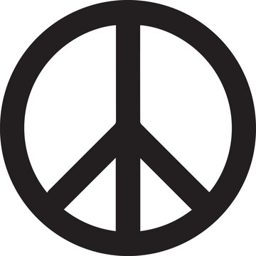 Minimalist Peace Symbol Icon Vector Silhouette with Clean Geometric Lines and Symmetrical Flat Design