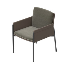 Fototapeta premium Modern Armchair with Wrapped Leather Backrest and Metal Legs Isometric View on White Background