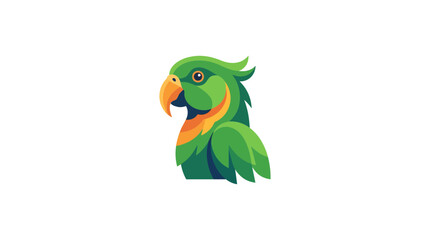Vibrant green parrot head logo, vector illustration, tropical bird portrait © fanya