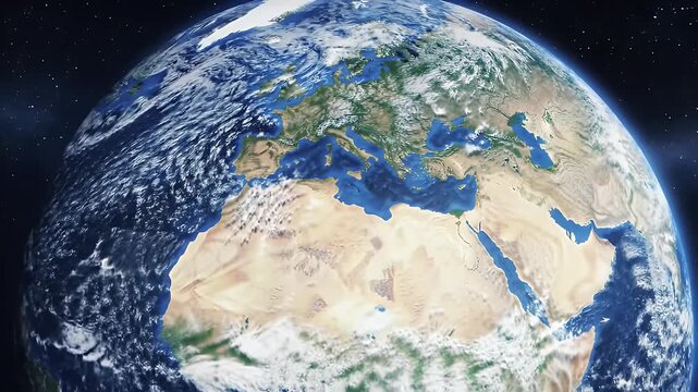 A majestic satellite view of Earth from space highlighting continents and oceans