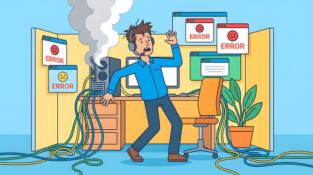 Work stress and technical failure with panicked office employee